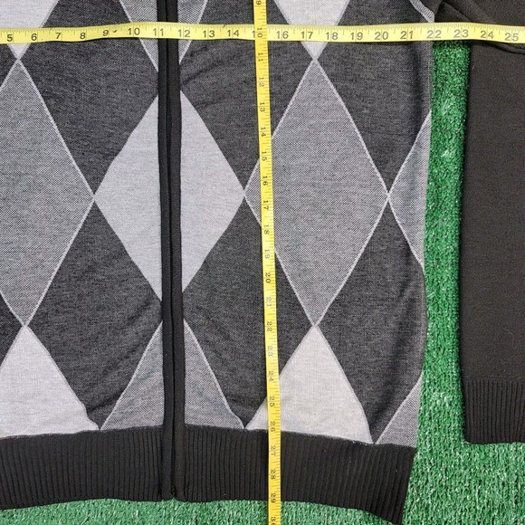Cambridge Classic Argyle Preppy Black Gray Full Zip Light Sweater Men’s XL - Picture 8 of 8